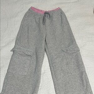 Zara Kids Gray Sweatpants with Pink Trim